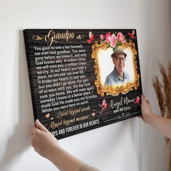 Personalized Canvas Prints, Custom Photo, Sympathy Gifts, Remembrance Gifts, Bereavement Gifts, Grandpa Always And Forever In Our Heart Dem Canvas - Image 5