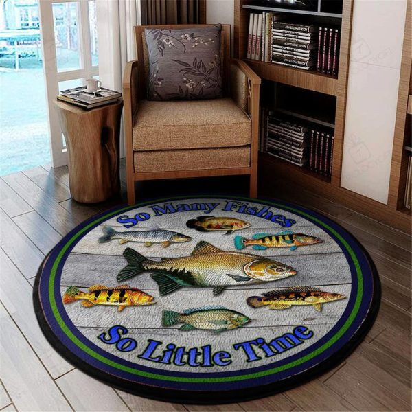 Many Fish Little Time Round Mat Round Floor Mat Room Rugs Carpet Outdoor Rug Washable Rugs