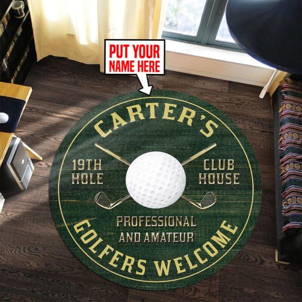 Personalized Golf 19Th Hole Club Round Mat Round Floor Mat Room Rugs Carpet Outdoor Rug Washable Rugs