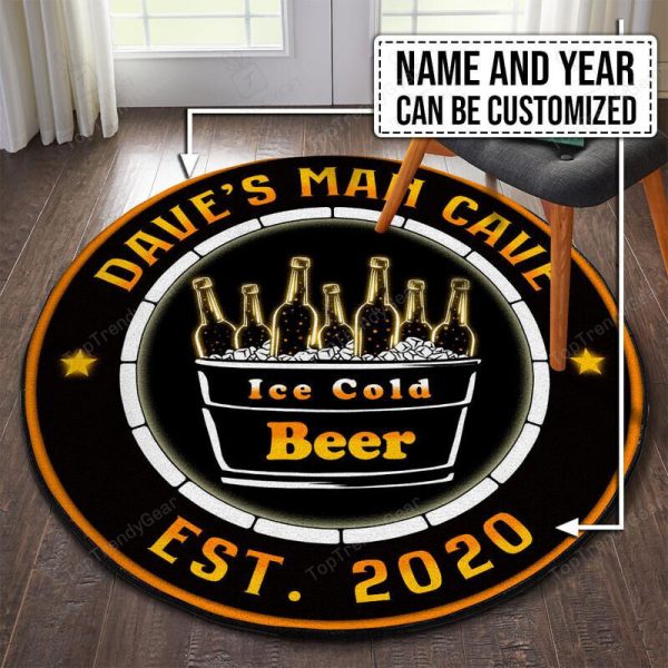 Personalized Man Cave Ice Cold Beer Round Mat Round Floor Mat Room Rugs Carpet Outdoor Rug Washable Rugs - Image 2