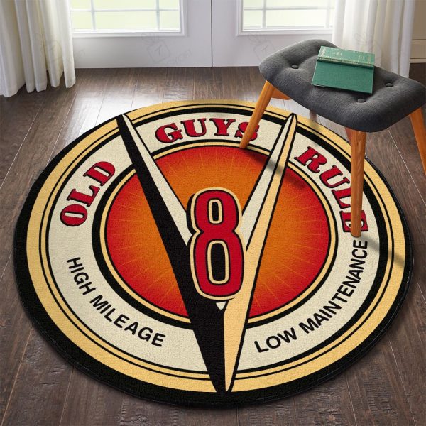 V8 Hot Rod Round Mat Round Floor Mat Room Rugs Carpet Outdoor Rug Washable Rugs