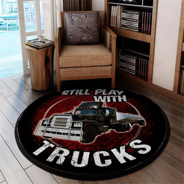 Still Play With Trucks Mack Round Mat Round Floor Mat Room Rugs Carpet Outdoor Rug Washable Rugs