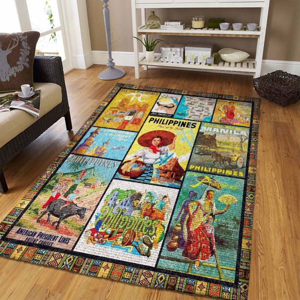 Philippines Rectangle Area Rugs Carpet For Living Room, Bedroom, Kitchen Rugs, Non-Slip Carpet Rp123989 Print